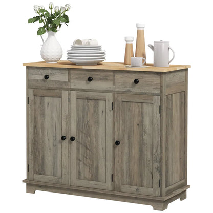 Modern Washed Grey Sideboard Buffet Cabinet – Storage Cabinets, Drawers & Adjustable Shelves (United States & Canada Delivery Only)