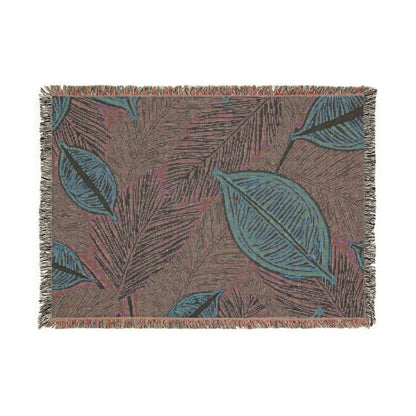 Couverture tissée à feuilles tropicales — Jeté décoratif douillet pour le salon et le patio