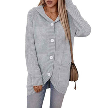 Women's Hooded Loose-Fit Mid-Length Knit Sweater
