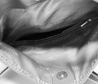 Sac à main transformable en cuir véritable gris, Josée