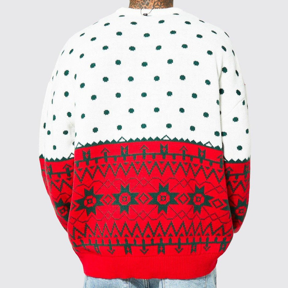 Pull de Noël à col rond pour homme – Pull en tricot coupe ample pour l'automne et l'hiver