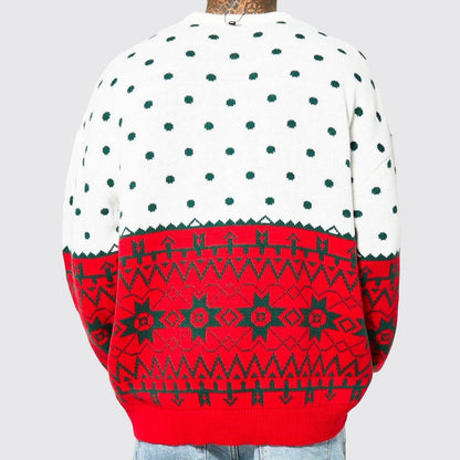 Pull de Noël à col rond pour homme – Pull en tricot coupe ample pour l'automne et l'hiver