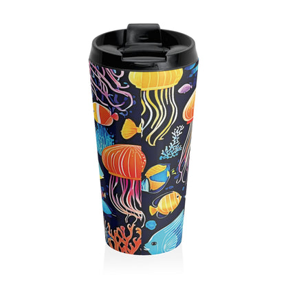 Mug de voyage Méduse Océan — Gobelet isotherme en acier inoxydable coloré sous-marin