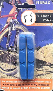 Patin de frein pour vélo Fibrax V-Brake SH703 bleu compatible Shimano BR-M950/759