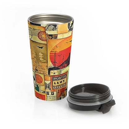 Mug de voyage — Gobelet en acier inoxydable style collage vintage