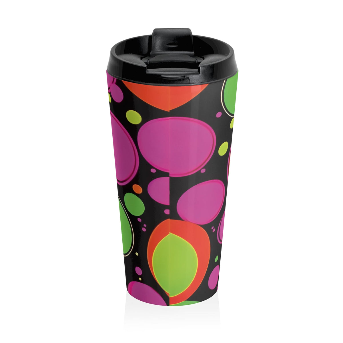 Mug de voyage en acier inoxydable Rétro bulles colorées | Gobelet à pois néon