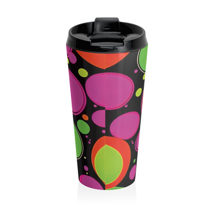 Mug de voyage en acier inoxydable Rétro bulles colorées | Gobelet à pois néon