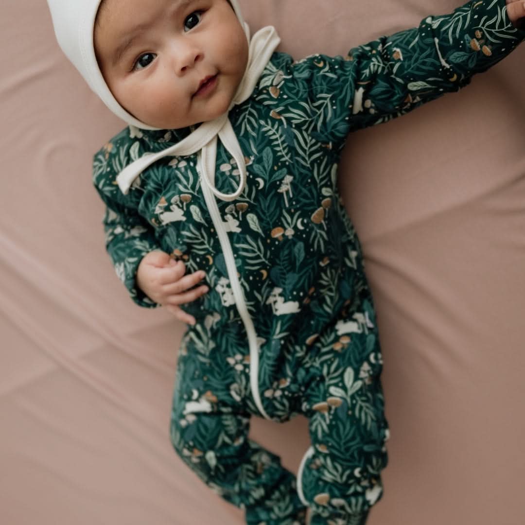 Bamboo Baby Zipper Footed Bodysuit | Night Sky