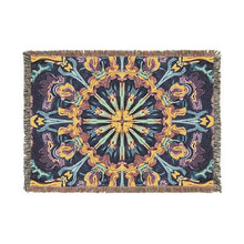 Couverture tissée mosaïque bohème — Jeté de lit médaillon à motifs de carreaux vintage