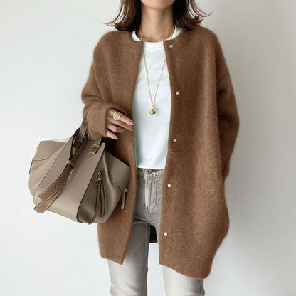 Cardigans droits pour femme, couleur unie, tricotés, à la mode, pour l'automne et le printemps