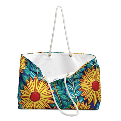 Sac de week-end floral tournesol | Sac fourre-tout botanique lumineux | Grand sac fourre-tout | sac de maman de tous les jours | sac de maman nomade