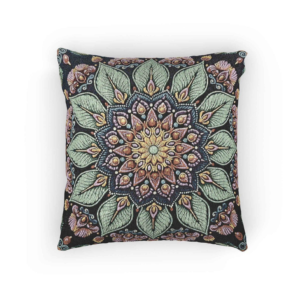 Housse de coussin décorative bohème tissée mosaïque florale mandala