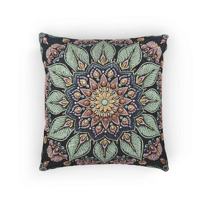 Housse de coussin décorative bohème tissée mosaïque florale mandala