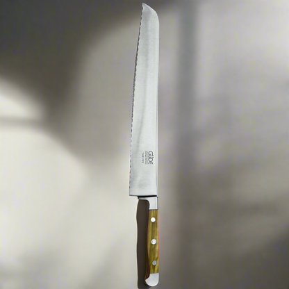 ALPHA OLIVE | Couteau à pain Franz Dude 12,5" version gaucher | Acier forgé / Manche en bois d'olivier