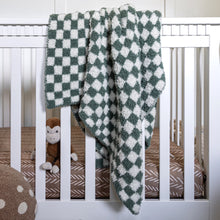 Baby's Breath & Forest Green Check Print Toddler Blanket