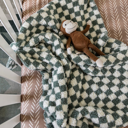 Couverture bébé imprimée à carreaux Vert Forêt et Souffle de Bébé