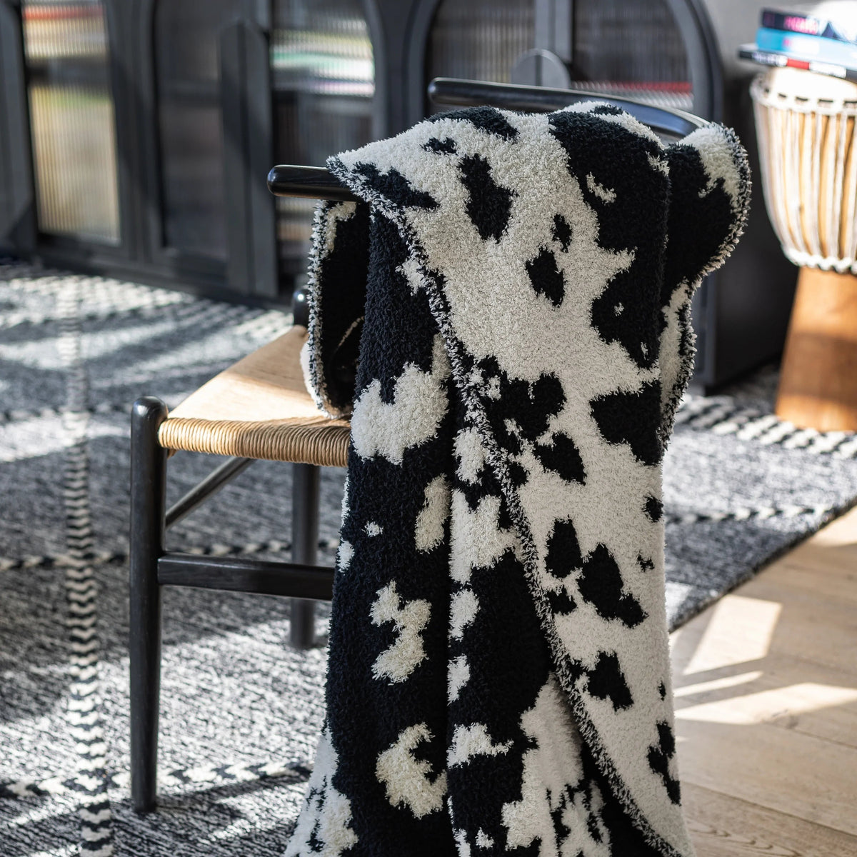 Tap Shoe & Baby's Breath Cow Print Extended Throw