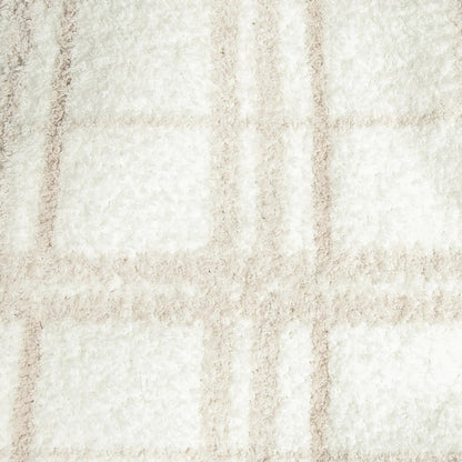 Grand jeté en plaid beige rougissant et blanc