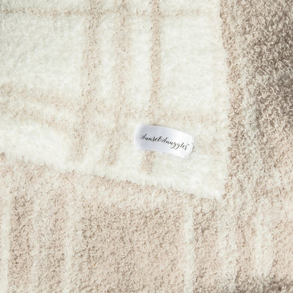 Grand jeté en plaid beige rougissant et blanc