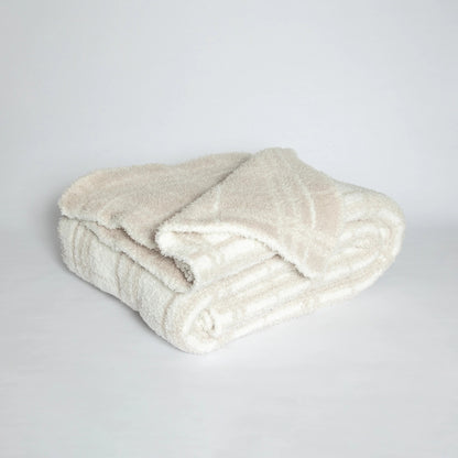 Grand jeté en plaid beige rougissant et blanc