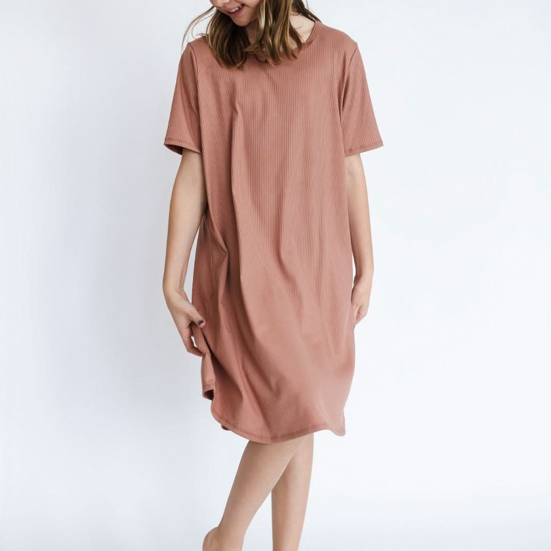 Youth Bamboo Winslow Dress | Terracotta Rib