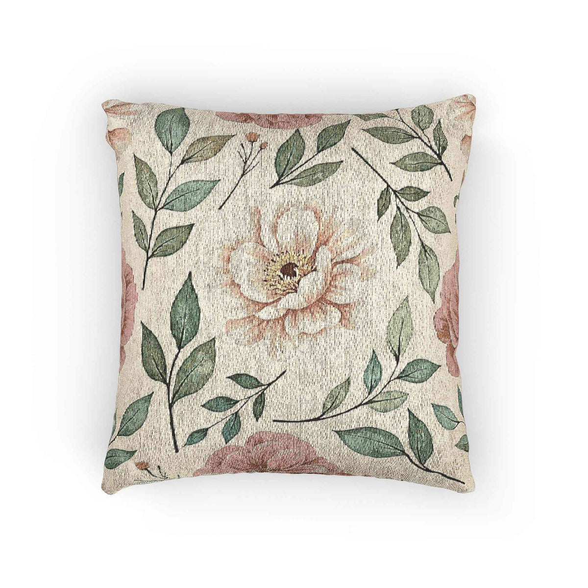Oreiller Tissé Floral Vintage | Oreiller décoratif Rose Feuille Tapisserie