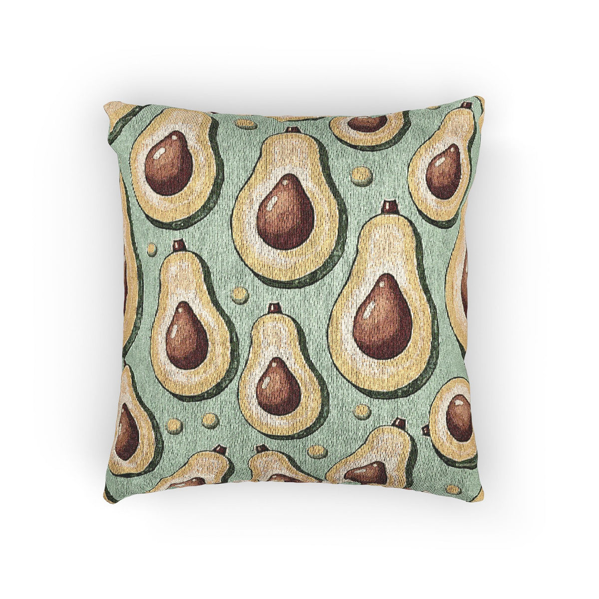 Oreiller tissé à motif d'avocat — Coussin décoratif rétro vert pour cuisine