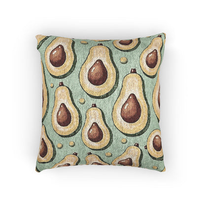 Oreiller tissé à motif d'avocat — Coussin décoratif rétro vert pour cuisine