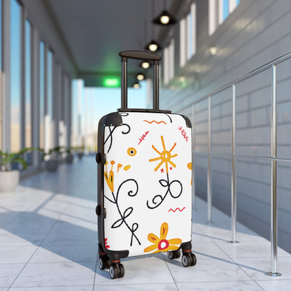 Valise Doodle Florale – Bagage Cabine à Motif de Fleurs Jaunes