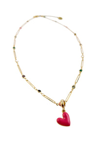 Collier Cœur Pop - Cherry Jubilee (Magenta)