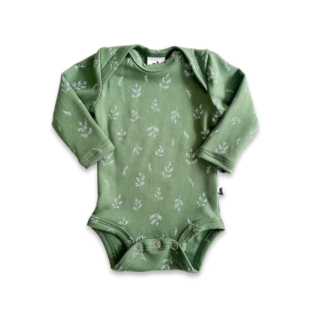 Baby Long-Sleeve Bamboo Bodysuit | Eucalyptus Gingham