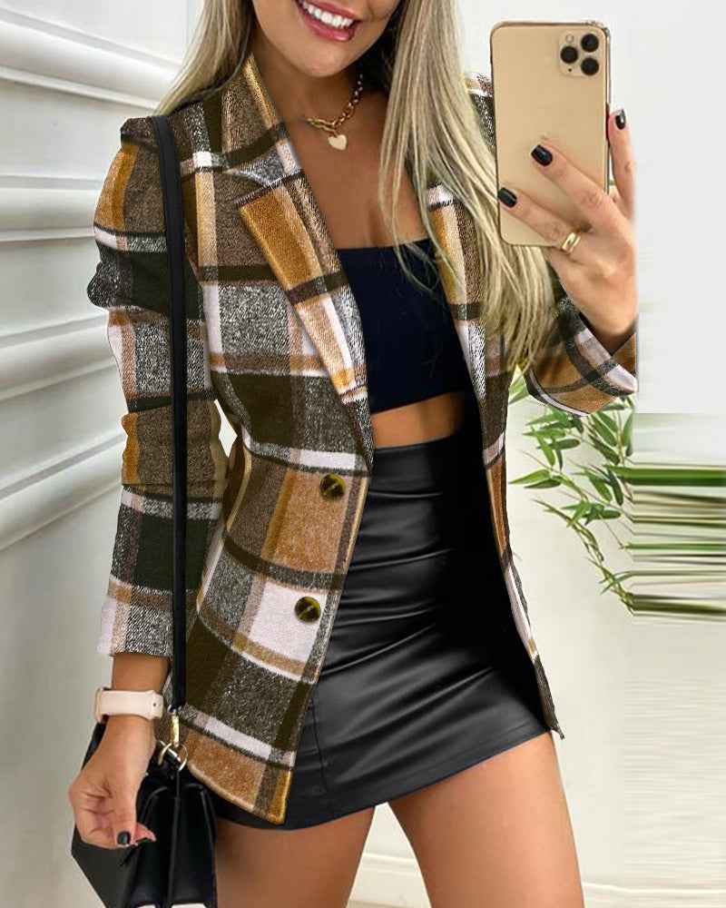 Manteau femme uni à manches longues et col tailleur brossé