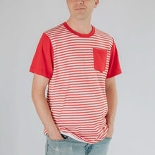 Adult Unisex Bamboo Pocket T-shirt | Berry Stripe