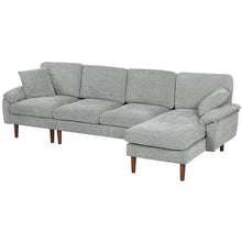 Grey L-Shape Sectional Sofa – Modern Reversible Chaise Couch with Pillows & Wooden Legs (United States & Canada Delivery Only)
