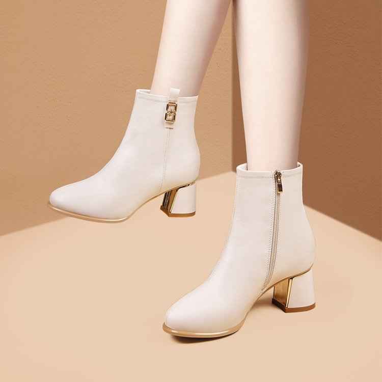 Bottines à sequins pour femmes – Bottines tendance à bout pointu, talon épais et fermeture éclair latérale