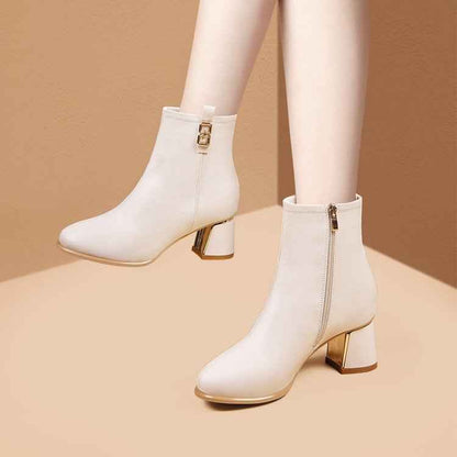 Bottines à sequins pour femmes – Bottines tendance à bout pointu, talon épais et fermeture éclair latérale