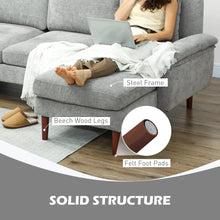 Grey L-Shape Sectional Sofa – Modern Reversible Chaise Couch with Pillows & Wooden Legs (United States & Canada Delivery Only)