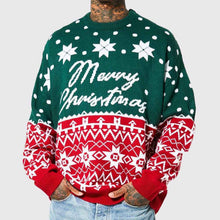 Men's Christmas Crew Neck Sweater – Loose Fit Knit Pullover for Fall & Winter