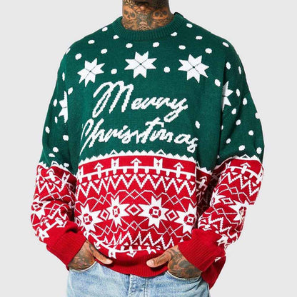 Pull de Noël à col rond pour homme – Pull en tricot coupe ample pour l'automne et l'hiver