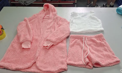Ensemble pyjama 3 pièces femme avec débardeur court à manches longues et short à cordon de serrage