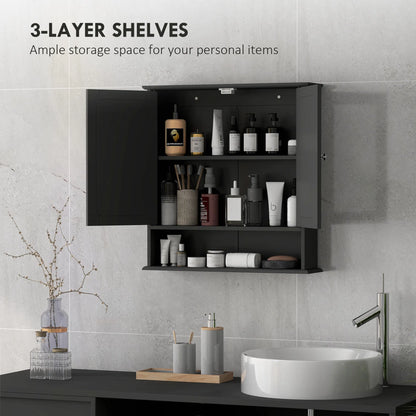 Black Bathroom Medicine Cabinet with Mirror – Wall-Mounted Double-Door Storage Cabinet (United States & Canada Delivery Only)