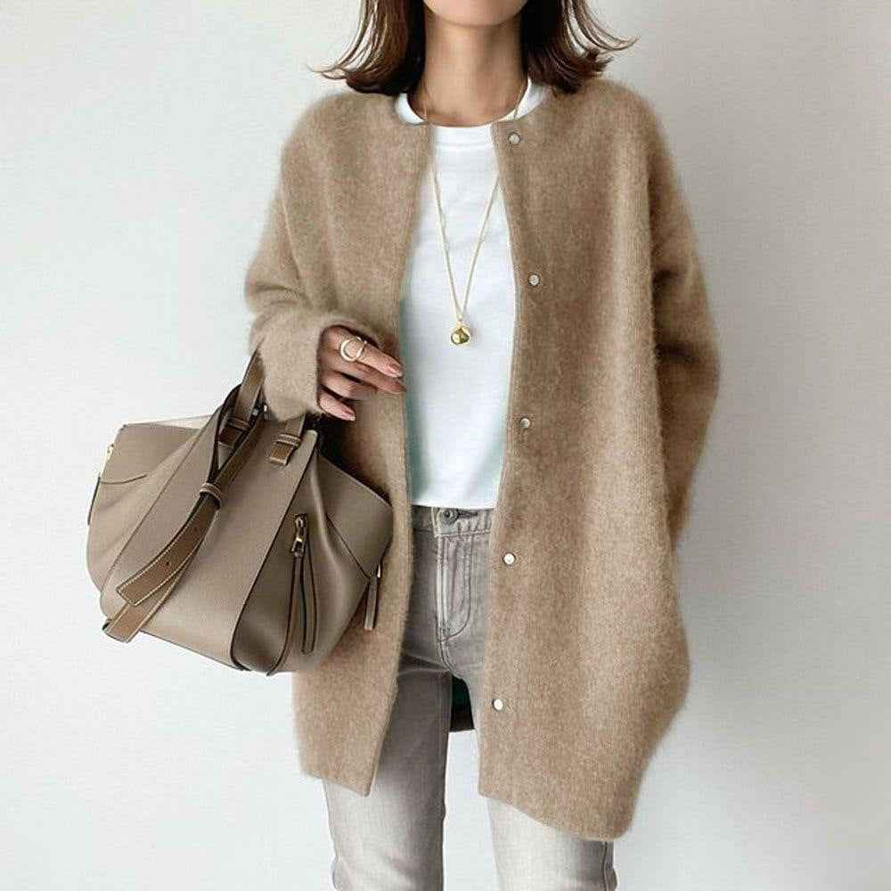 Cardigans droits pour femme, couleur unie, tricotés, à la mode, pour l'automne et le printemps