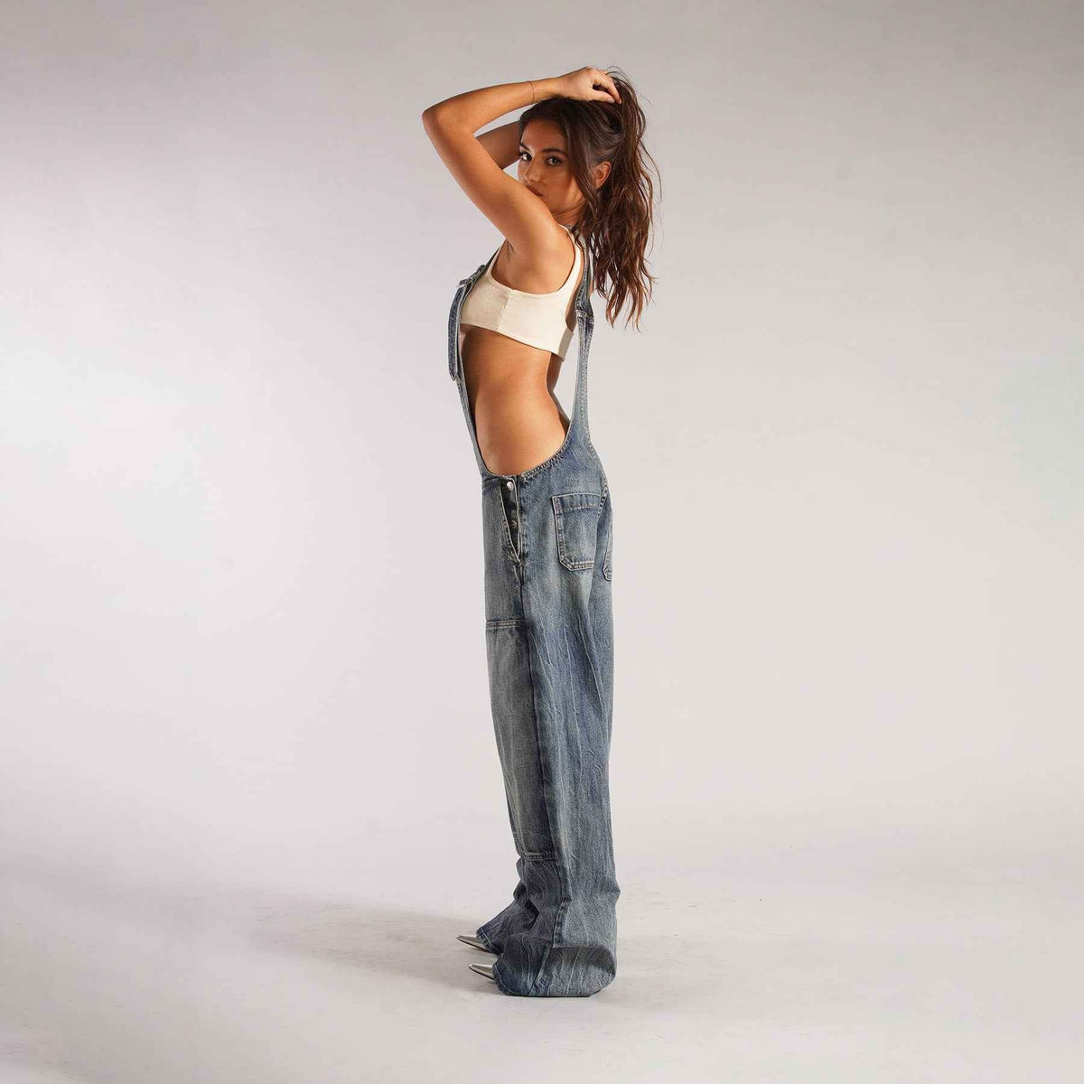 Combinaison en jean coupe ample pour femme – Salopette large style Y2K à bretelles