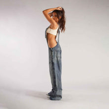 Women's Loose Fit Denim Jumpsuit – Y2K Wide Leg Suspender Overalls