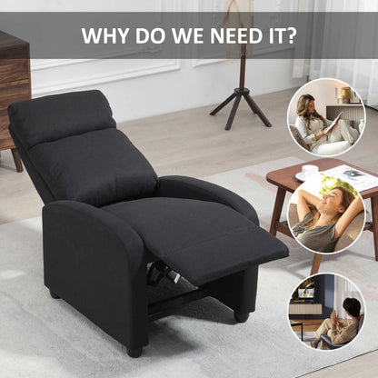 Black Fabric Recliner Chair – Manual Home Theater & Living Room Reclining Sofa (United States & Canada Delivery Only)