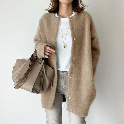 Cardigans droits pour femme, couleur unie, tricotés, à la mode, pour l'automne et le printemps