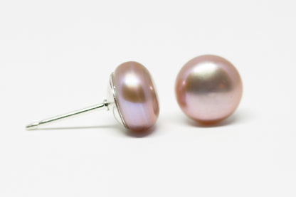 Light Mauve Pearl Stud Earrings 8mm
