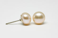 Peach Pink Pearl Stud Earrings 8mm
