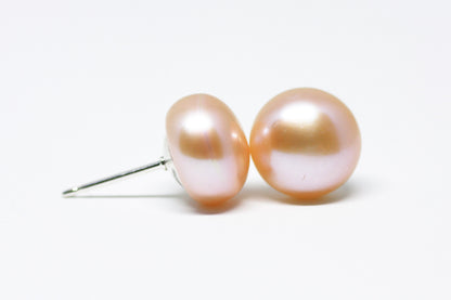 Pink Pearl Stud Earrings 10mm