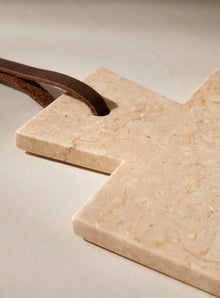 Rectangular white marble and teak wood cutting board